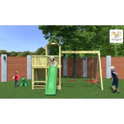 Gioco da giardino Floppi con scivolo e altalene 379x396xh262 cm