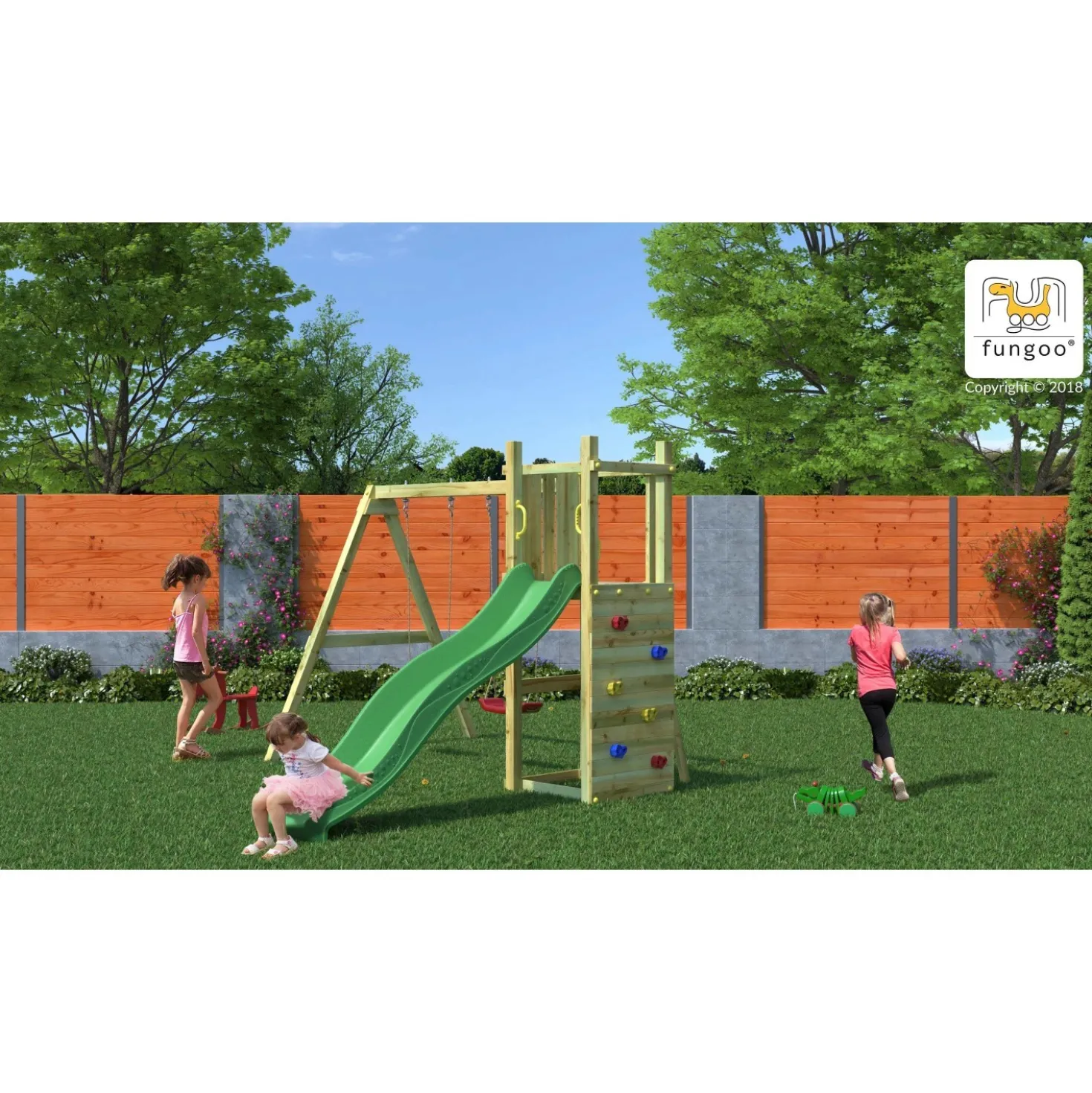 Gioco da giardino Funny con scivolo e altalene 345x284xh210 cm