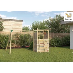 Gioco da giardino Houser con scivolo e altalena 343x363xh220 cm
