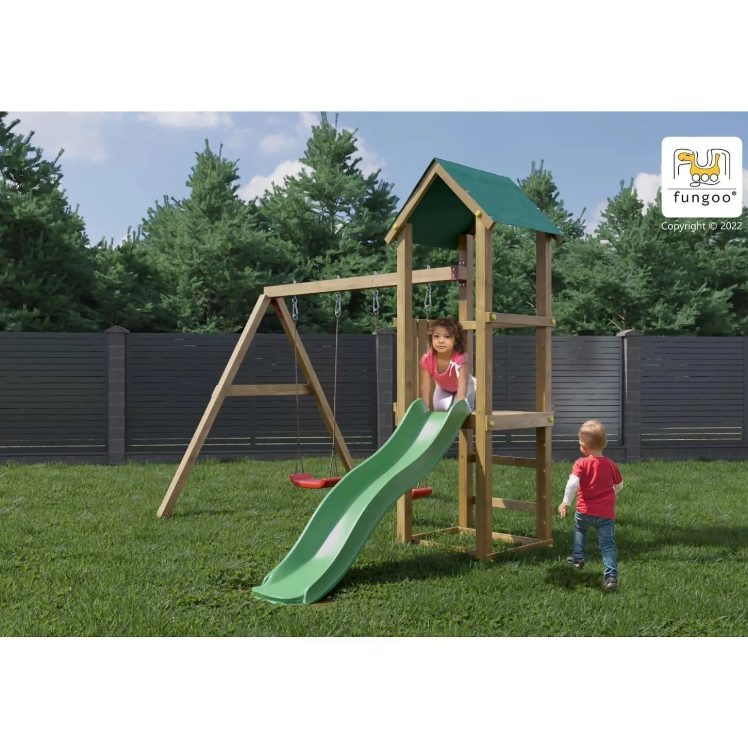 Gioco da giardino Lucas con scivolo e altalene 310x275xh245 cm
