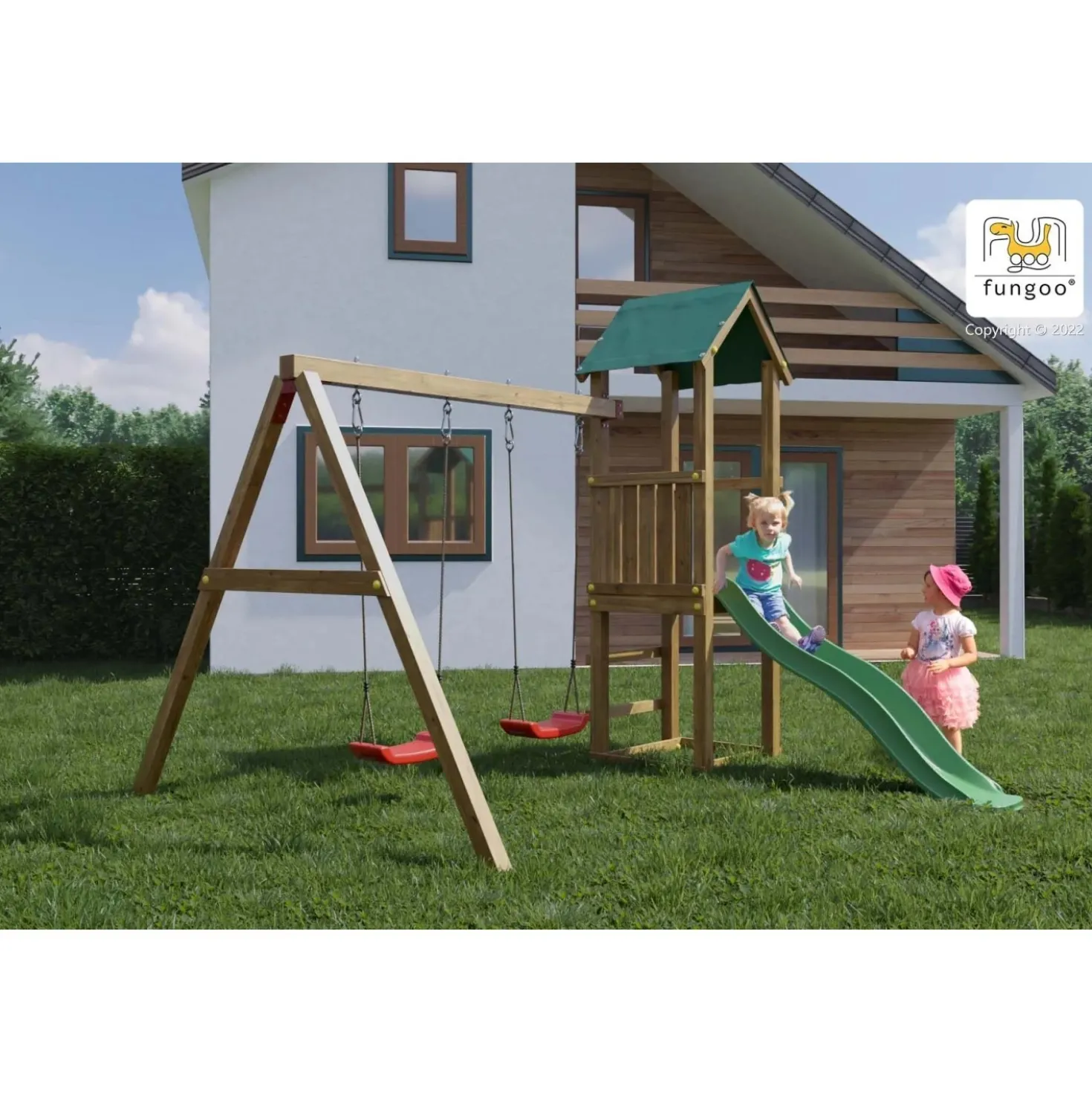 Gioco da giardino Lucas con scivolo e altalene 310x275xh245 cm