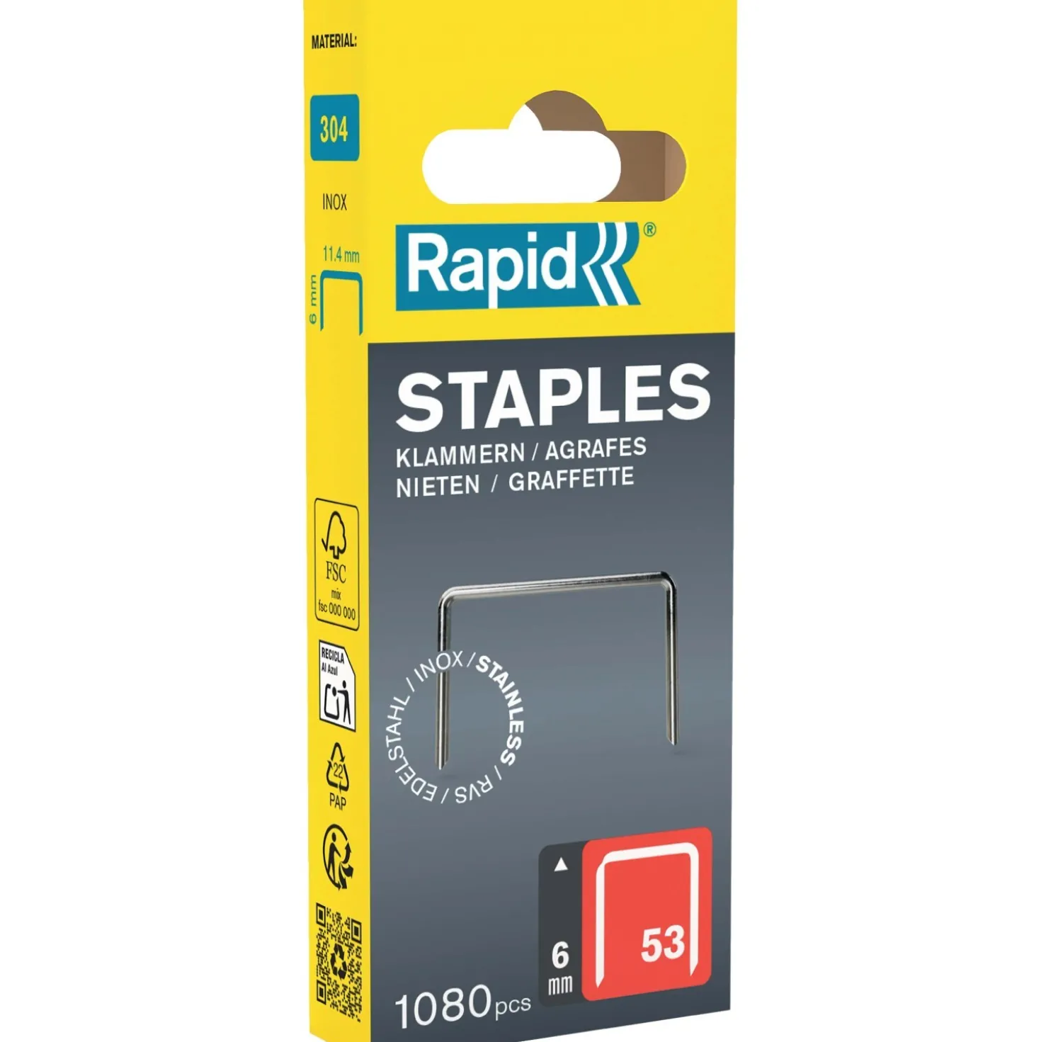 Graffe Rapid a filo fine INOX No. 53 da 6 mm