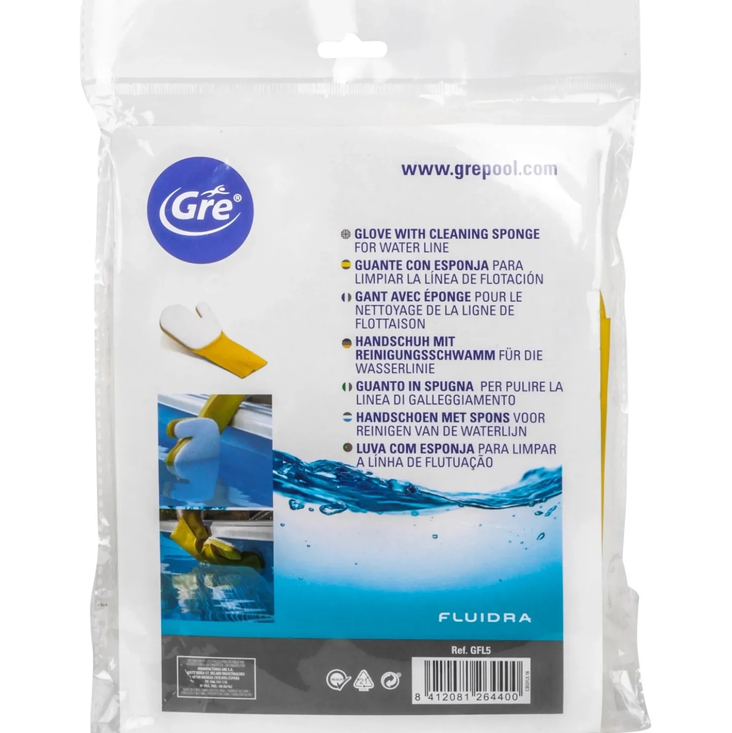 Guanto con spugna per pulire la linea d`acqua