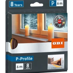 Guarnizione porte e finestre gomma profilo P marrone 6 m x 9 x 5,5 mm