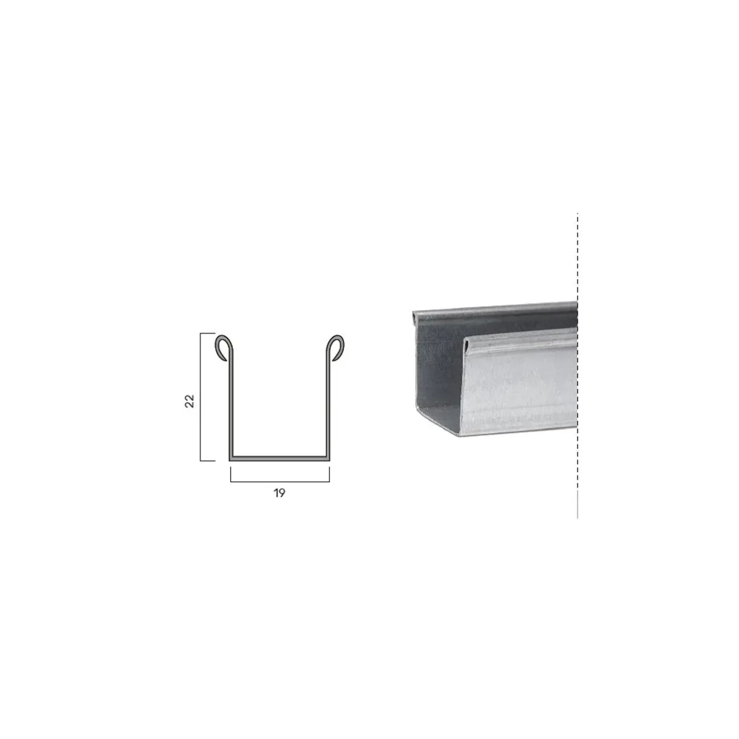 Guida per tapparelle in ferro 2200x22x19 mm 2 pezzi
