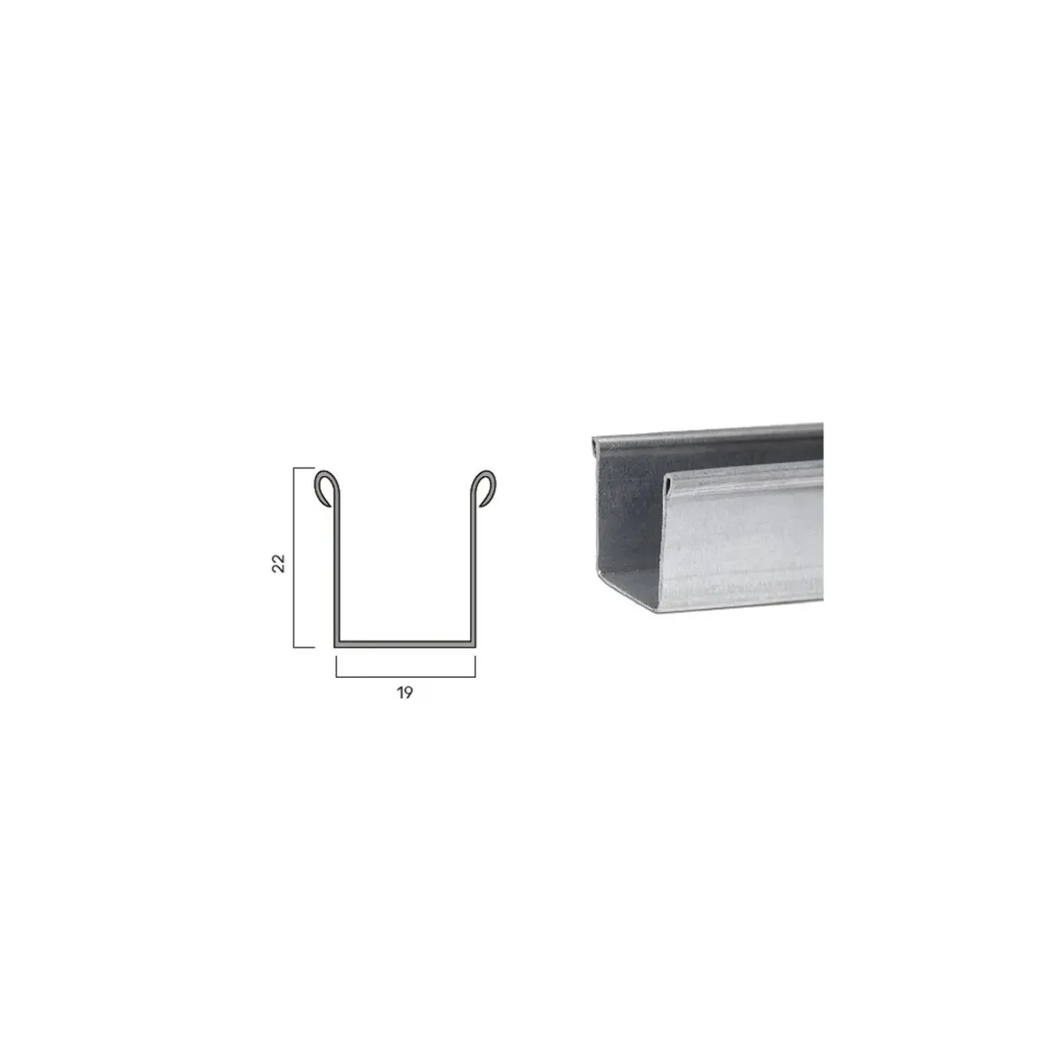 Guida per tapparelle in ferro 1700x22x19 mm 2 pezzi