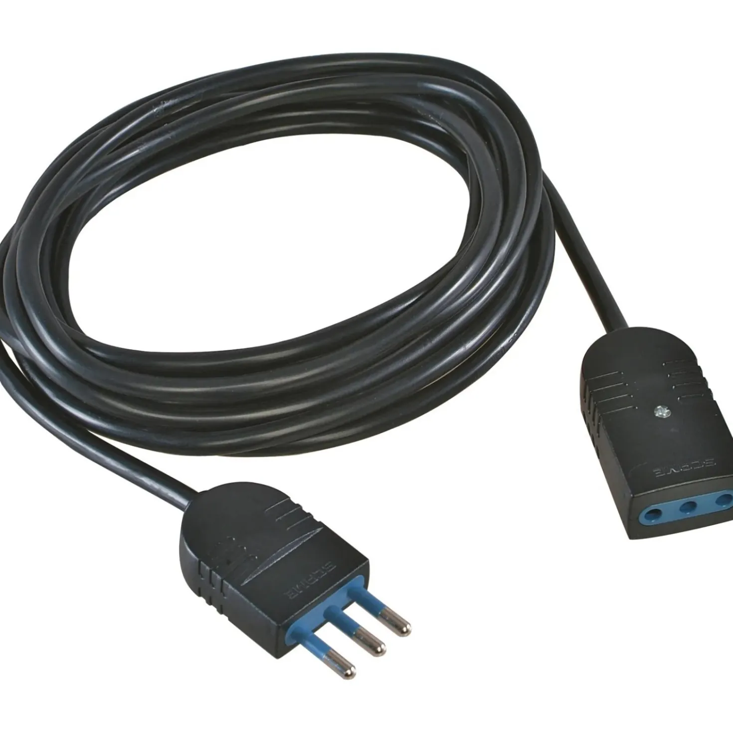 H05VV-F 3 x 0,75 mm² prolunga con spina e presa 10 A 5 m nera
