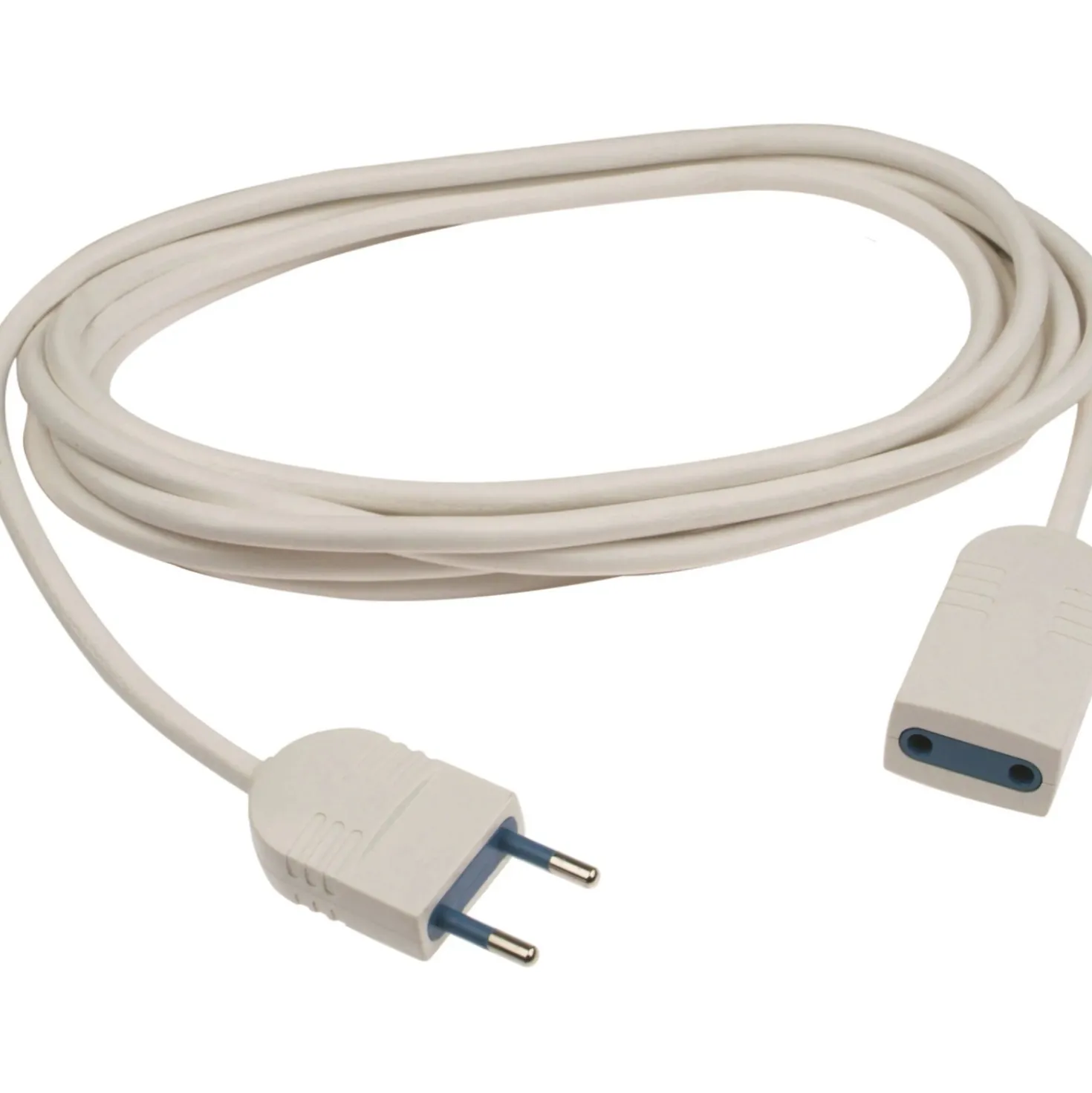 H05VV-F 2 x 0,75 mm² prolunga con spina e presa 10 A 2P 2,5 m bianca