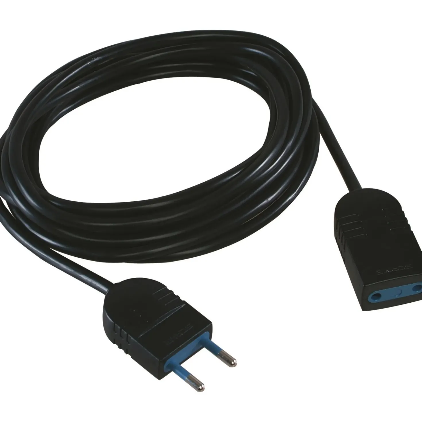H05VV-F 2 x 0,75 mm² prolunga con spina e presa 10 A 2P 5 m nera