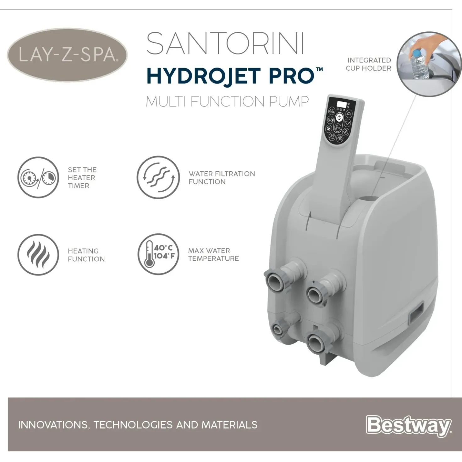 Idromassaggio Bestway LAY-Z-SPA Santorini HydroJet Pro 216x80 cm