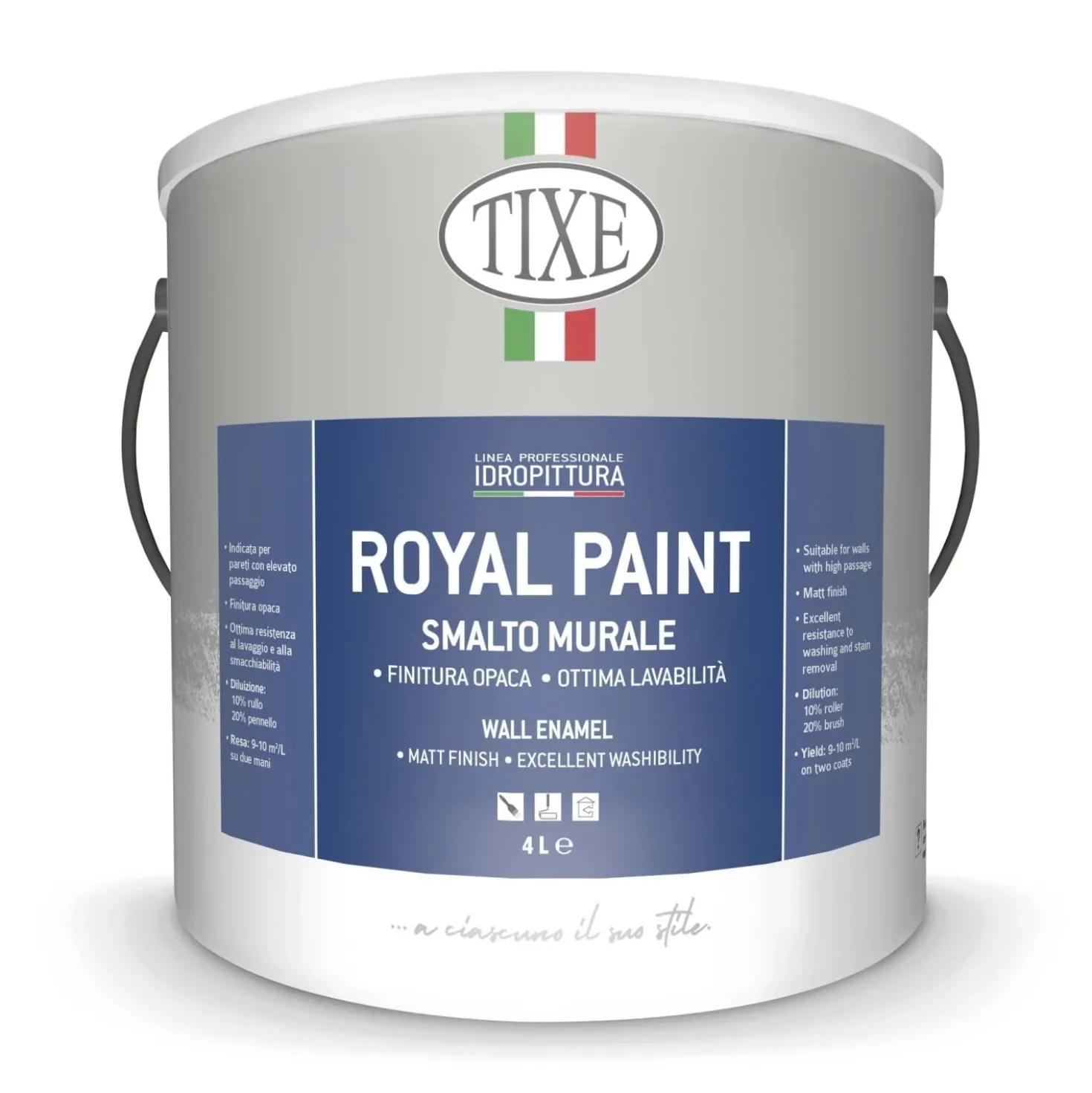 Idropittura idrorepellente per interni ed esterni Royal paint bianco 4 l
