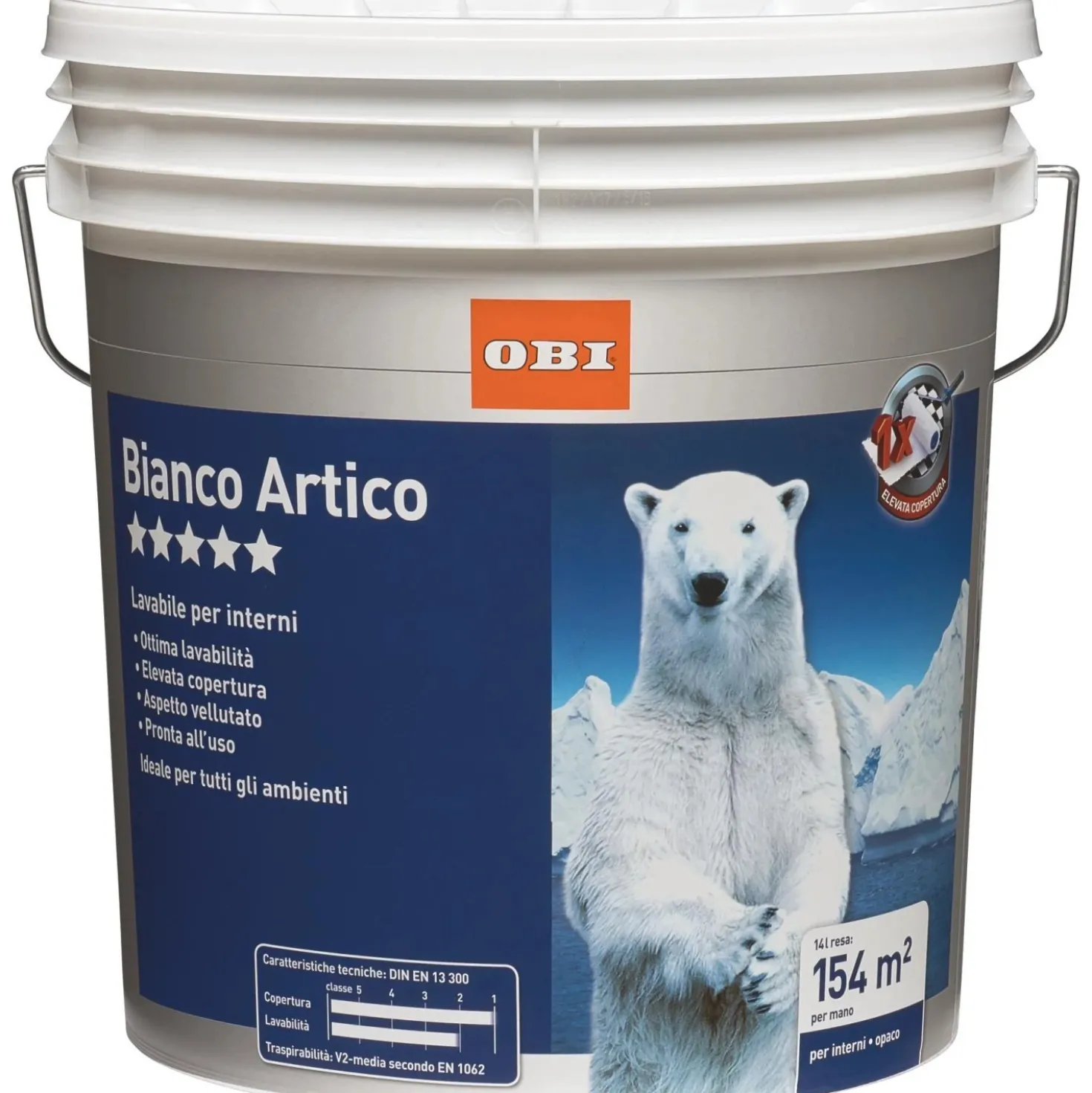 Idropittura lavabile OBI bianco artico 14 l