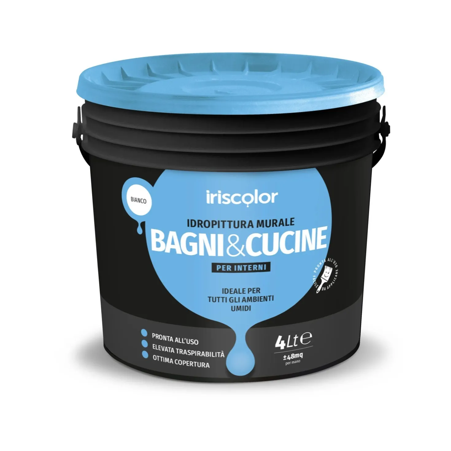 Idropittura per bagni e cucine Iris bianco 4 l