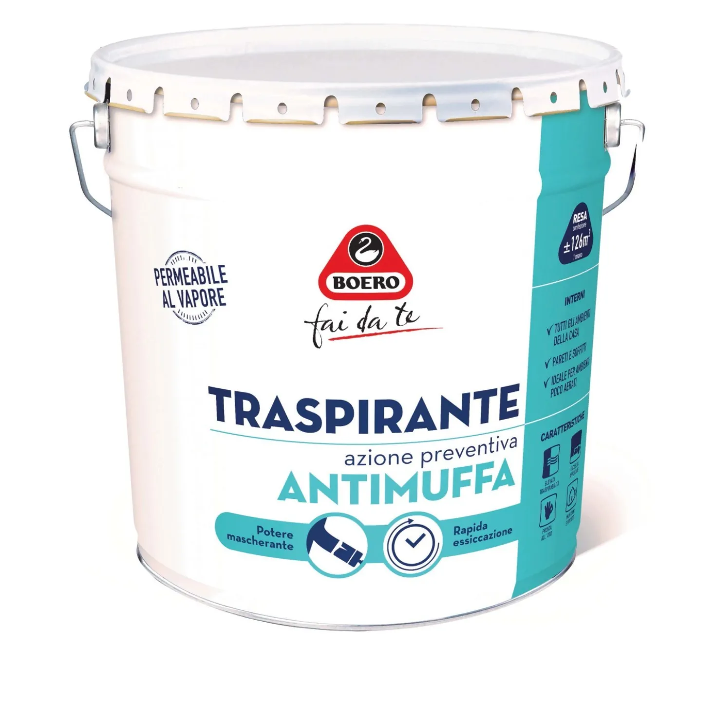 Idropittura traspirante Boero azione preventiva antimuffa bianco 14 l