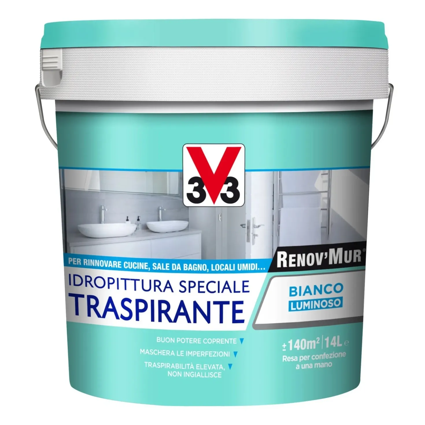 Idropittura traspirante V33 Renov`Mur bianco 14 l