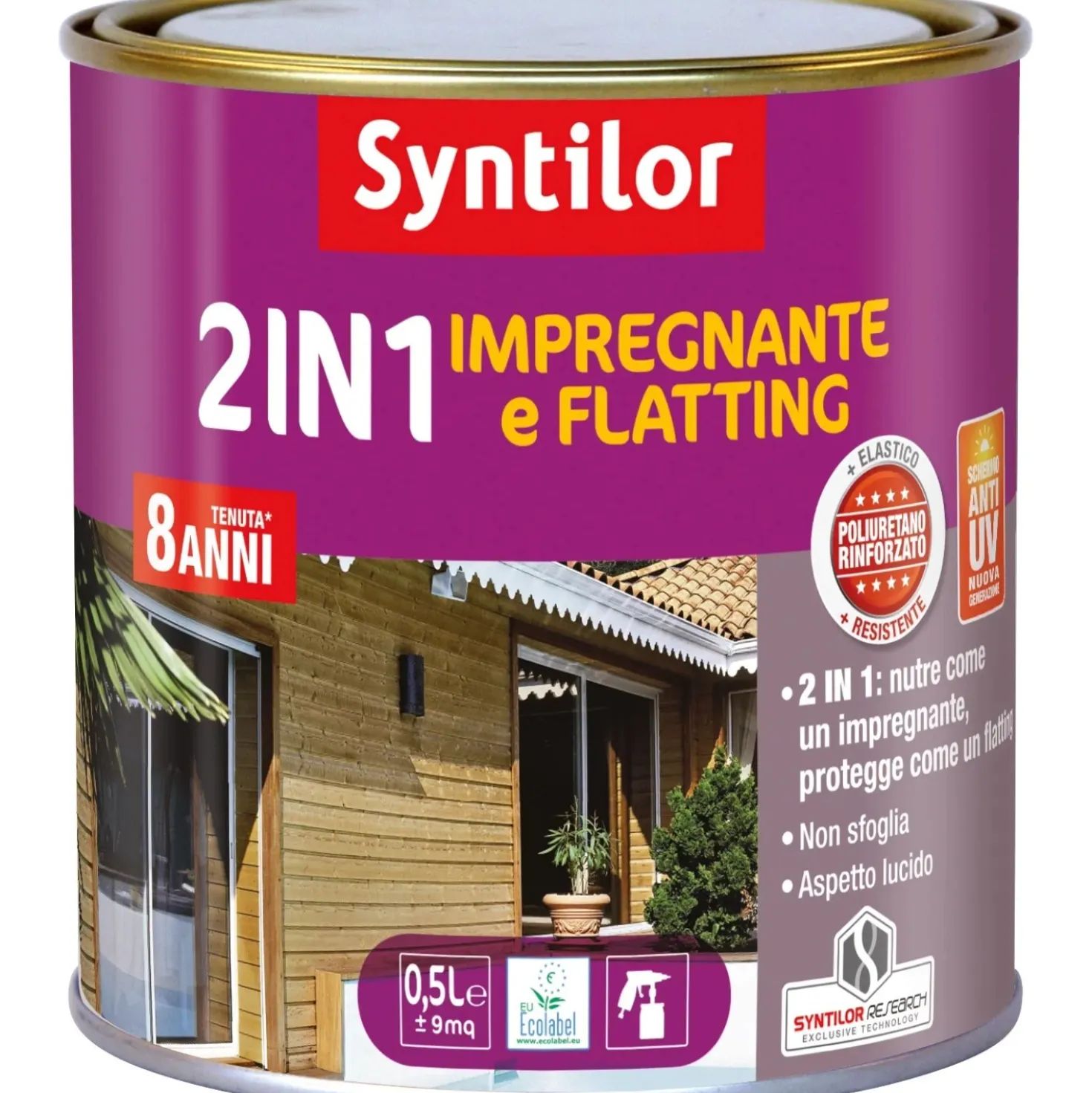 Impregnante per legno e flatting ad acqua effetto lucido rovere grigio 0,5 l