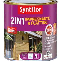 Impregnante per legno e flatting ad acqua effetto lucido teck 0,5 l
