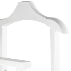 Indossatore doppio in legno bianco con rotelle
