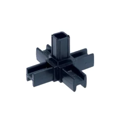 Innesto tubo quadro 5 vie 20x20 mm nero