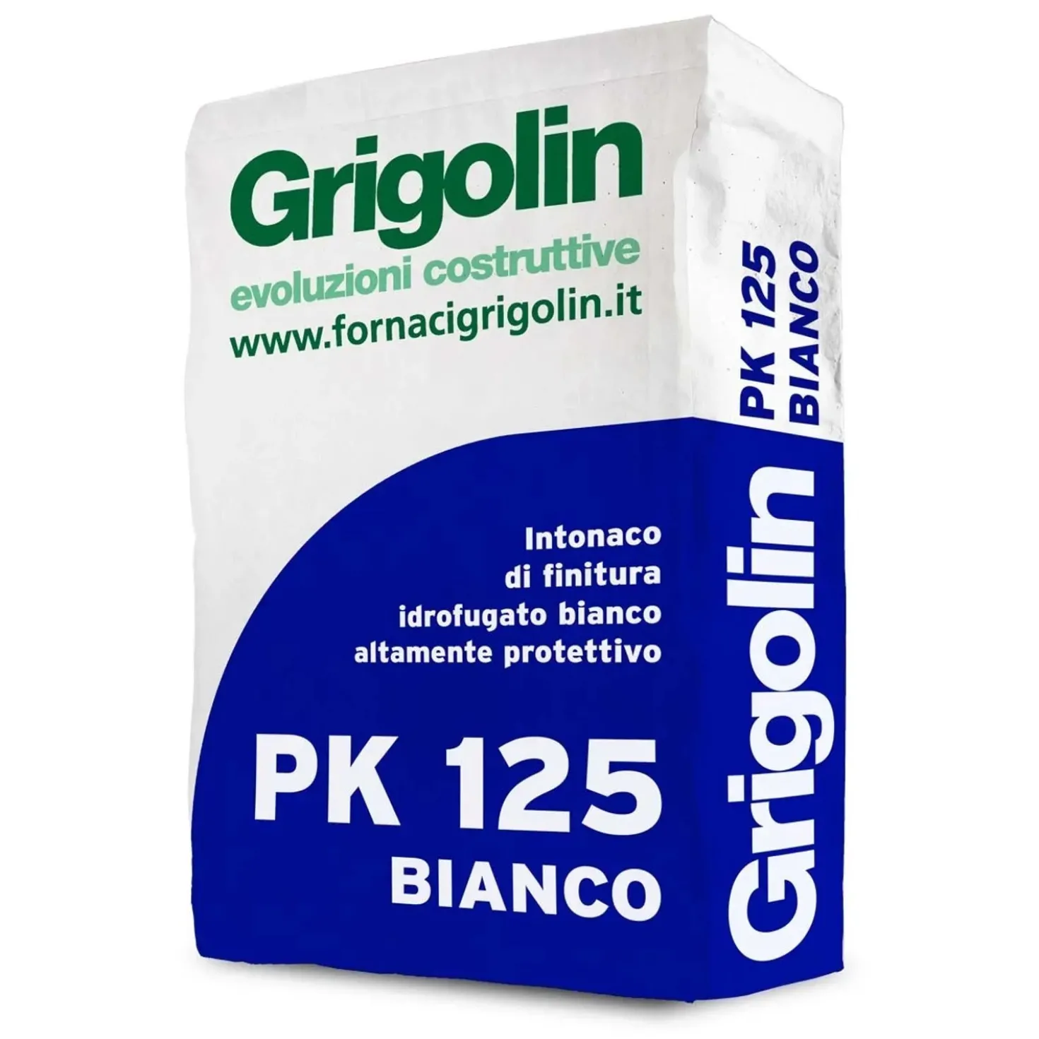 Intonaco di finitura idrofugato PK 125 Fornaci Calce Grigolin bianco 25 Kg