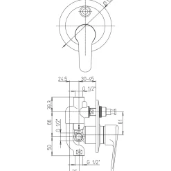 Jacuzzi rubinetteria miscelatore doccia incasso con deviatore Forty cromo