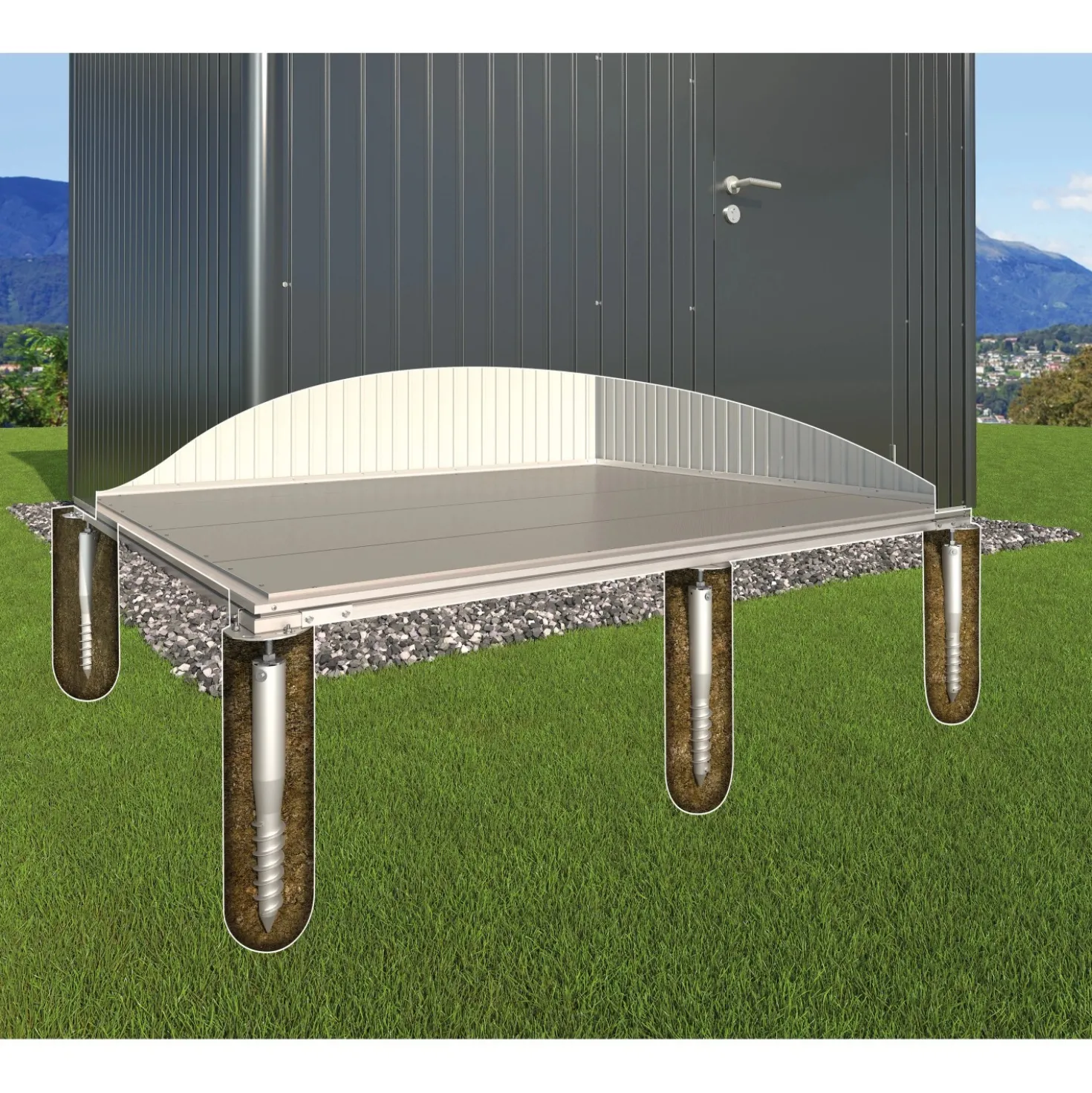 Kit di ancoraggio SmartBase Plus Biohort per casetta da giardino Europa 4
