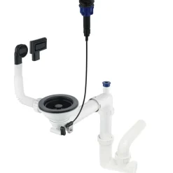 Kit di scarico per lavello in granito 1 vaschetta salvaspazio nero H10 cm