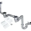 Kit di scarico per lavello in 2 vaschetta Scarico 2 acciaio 36x24x11 cm