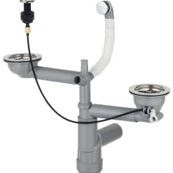 Kit di scarico per lavello in granito 1,5 e 2 vaschetta salvaspazio 39x48x12 cm