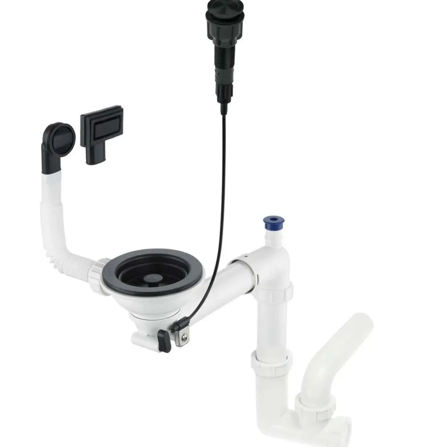 Kit di scarico per lavello in granito 1 vaschetta salvaspazio nero H6 cm