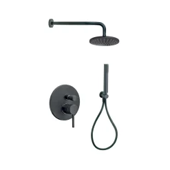 Kit doccia incasso tondo nero opaco con soffione Ø 20 cm
