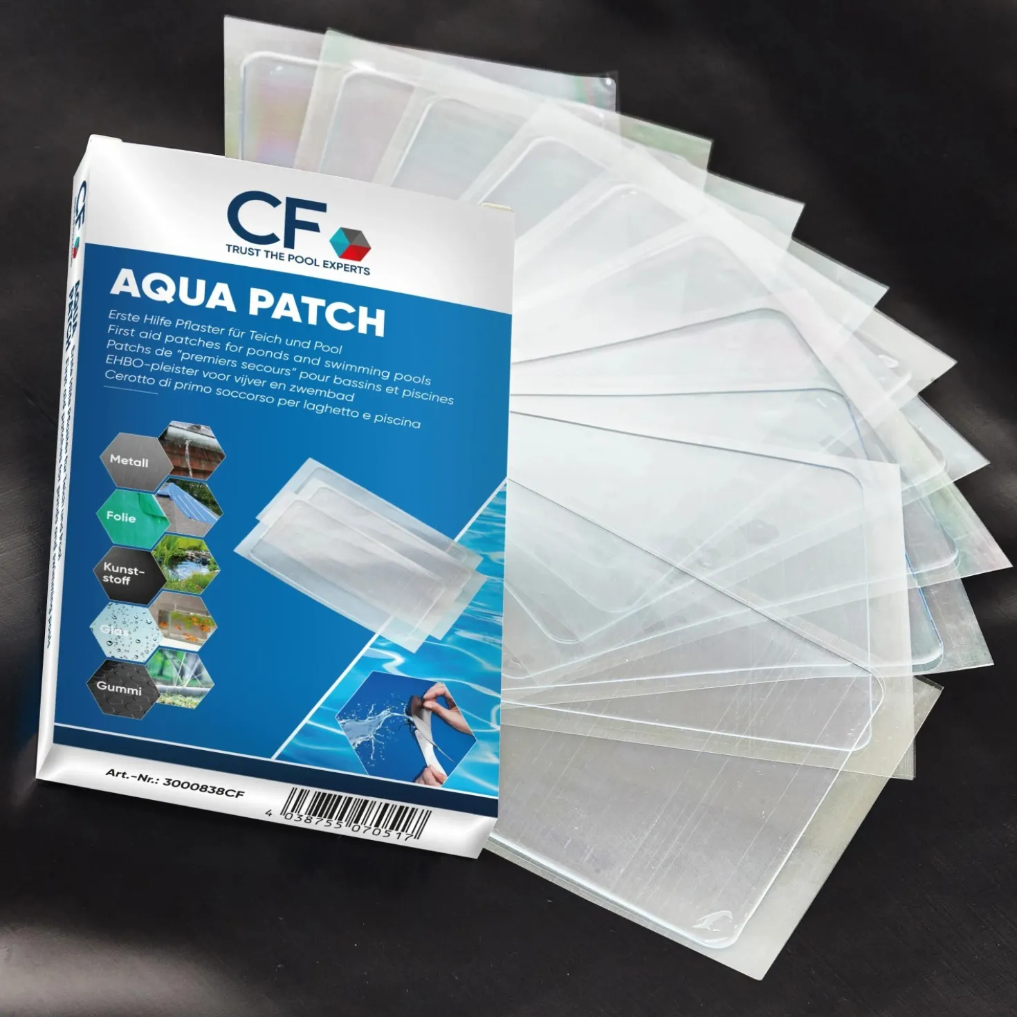 Kit riparazione piscina e laghetto Aqua Patch 10 pezzi
