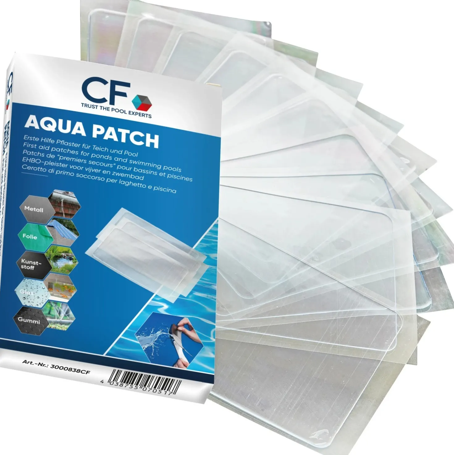 Kit riparazione piscina e laghetto Aqua Patch 10 pezzi