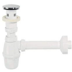 Kit sifone per lavabo con doppio tappo d 32 cm cromato e nero
