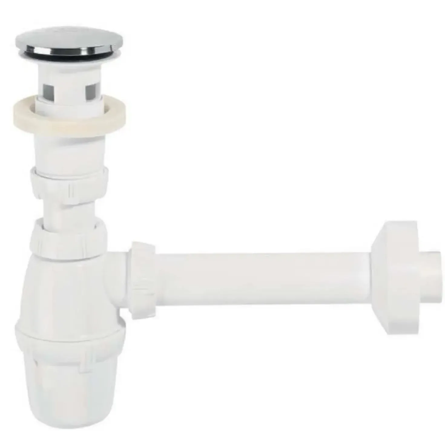 Kit sifone per lavabo con doppio tappo d 32 cm cromato e nero