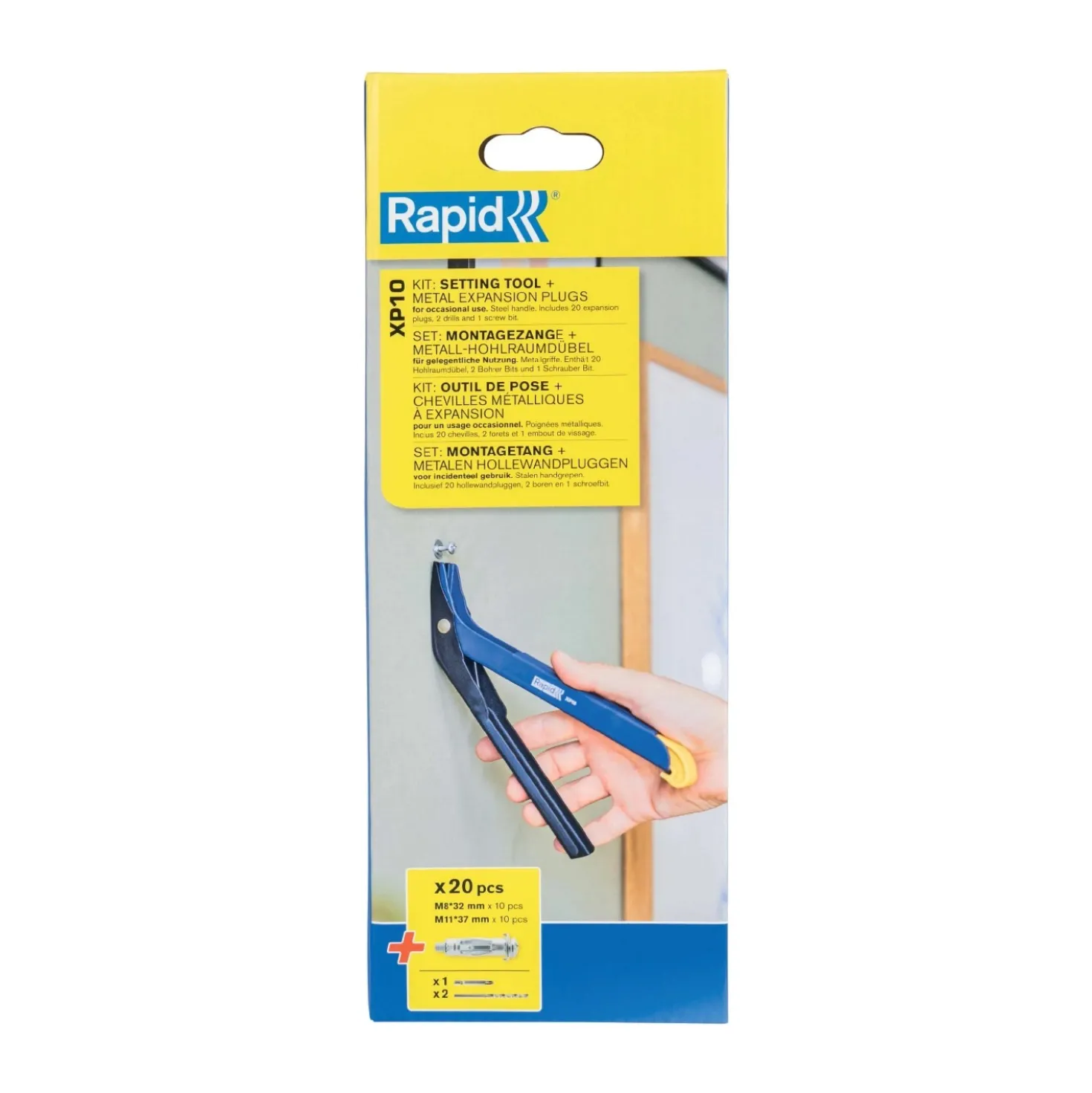Kit utensili con attrezzo di posa e tasselli ad espansione Rapid XP10