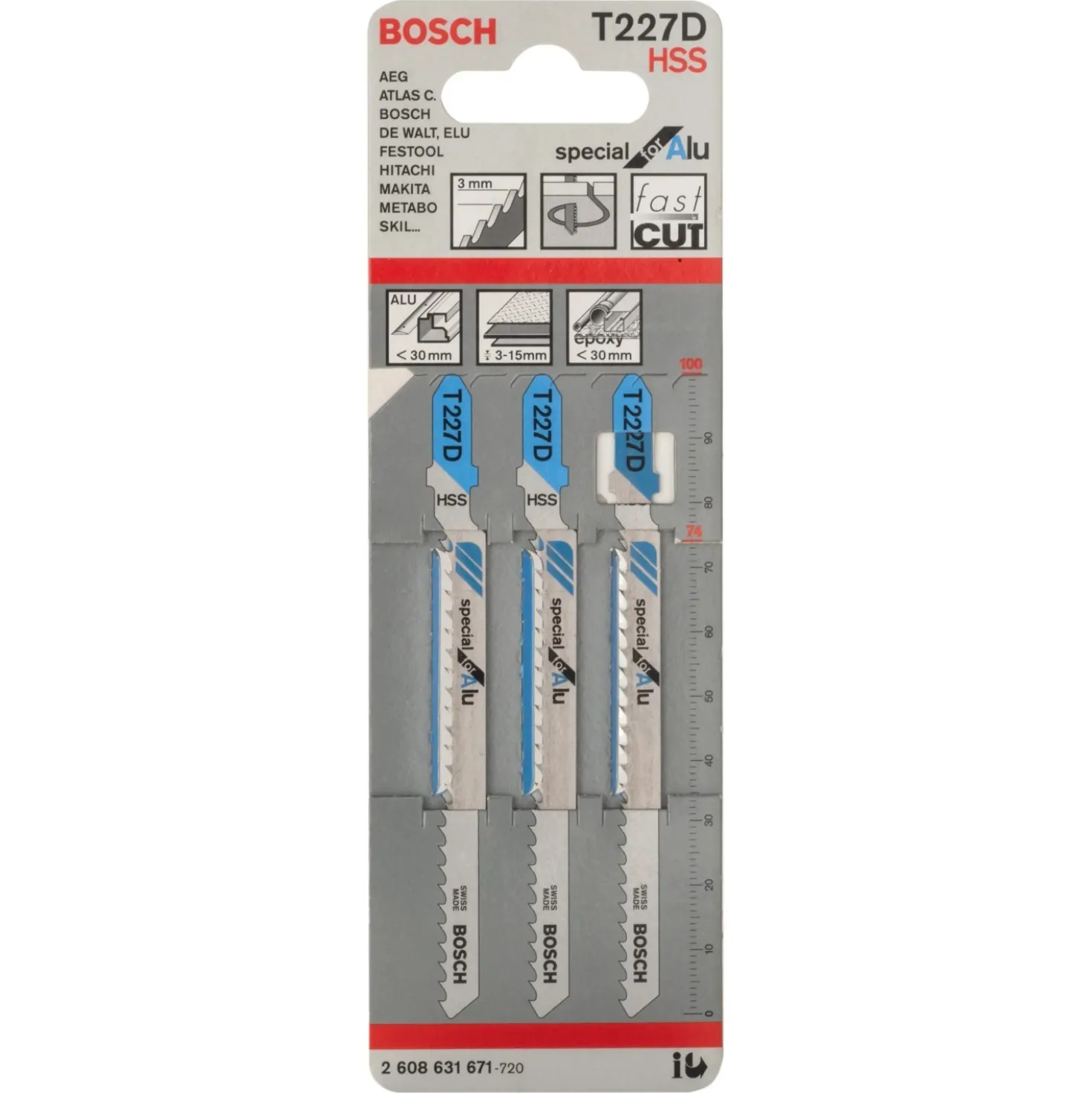 Lama seghetto alternativo Bosch T 227 D Special for Alu L 100 mm 3 pz