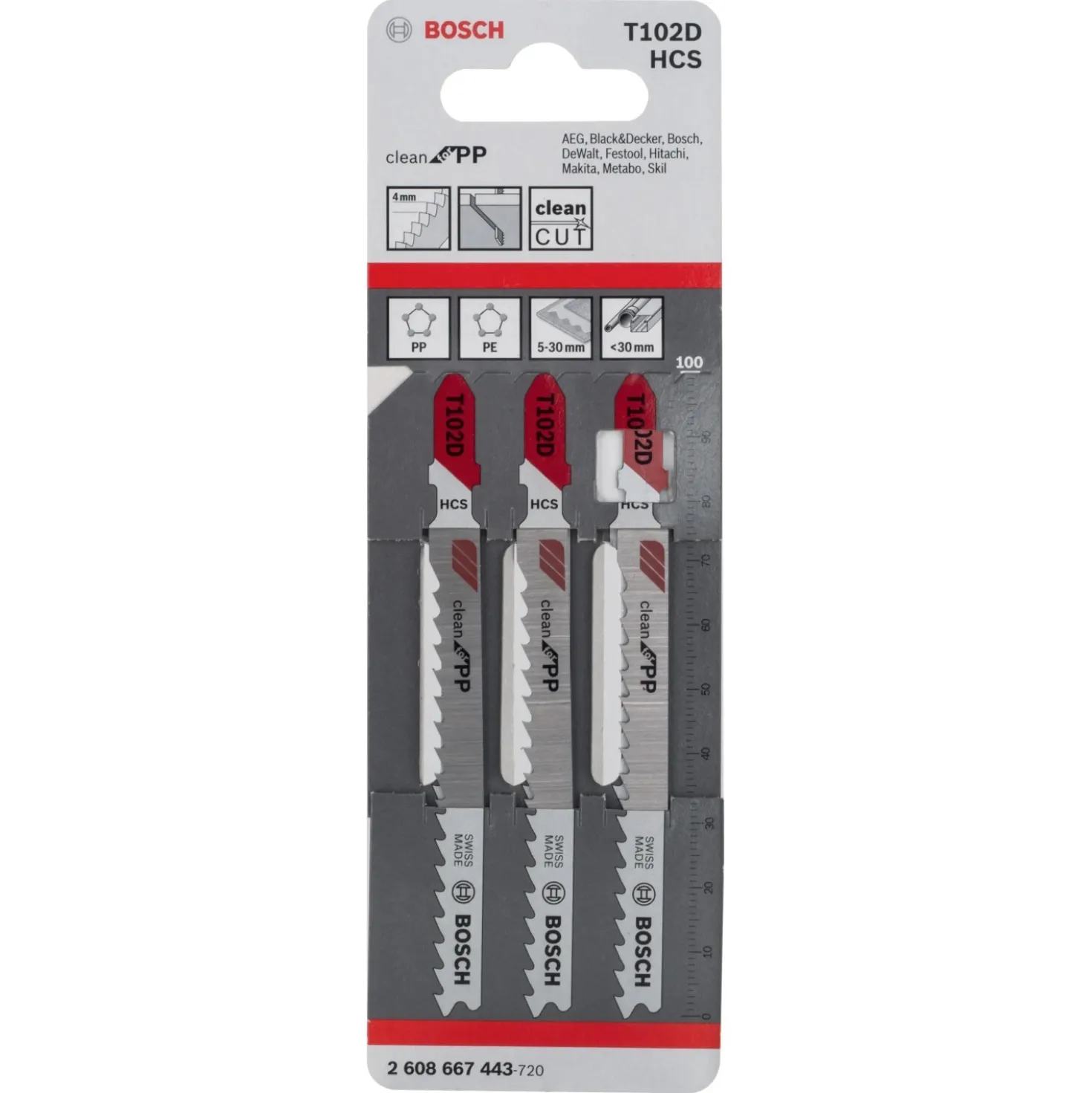 Lama seghetto alternativo Bosch T 102 D Clean for PP L 100 mm 3 pz