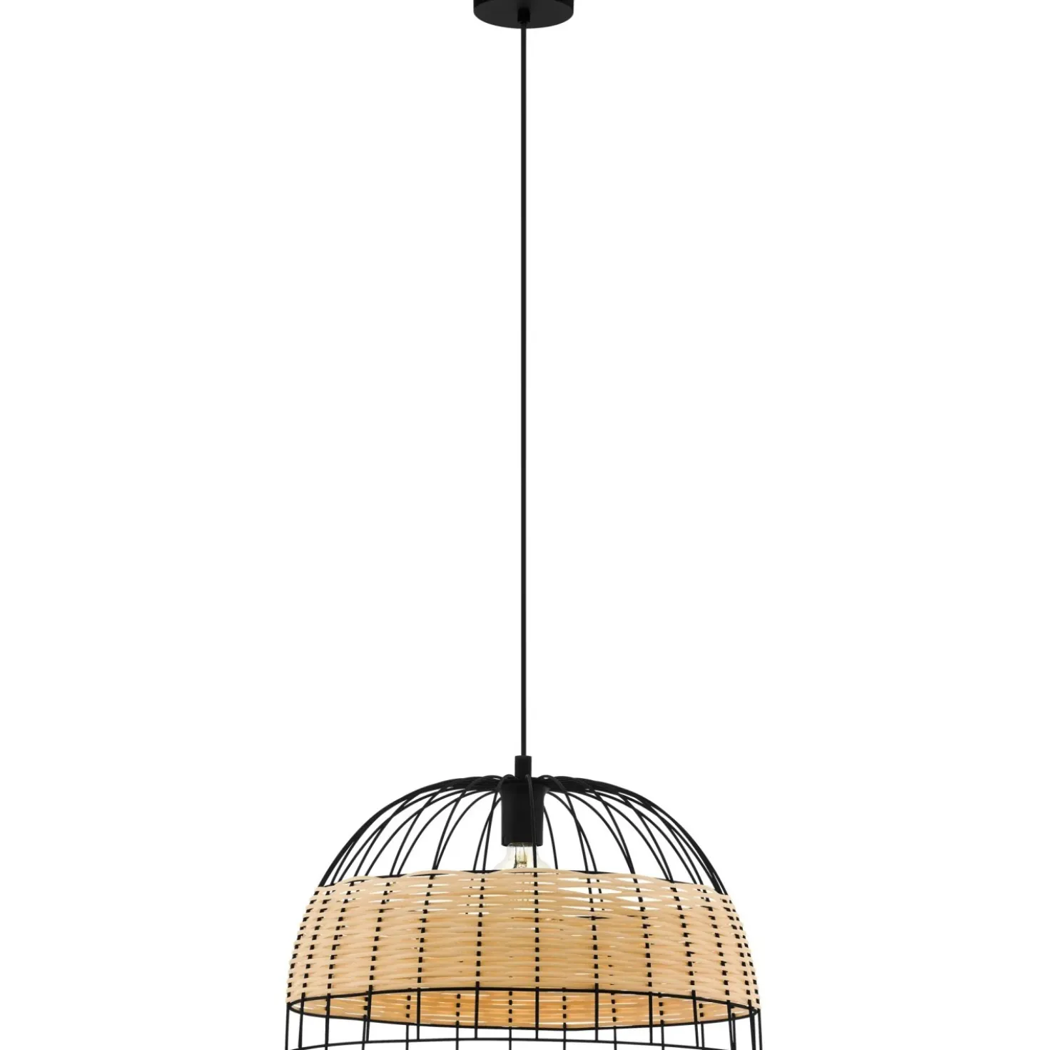 Lampada a sospensione Eglo a 1 luce Anwick Ø 50 cm Nero naturale