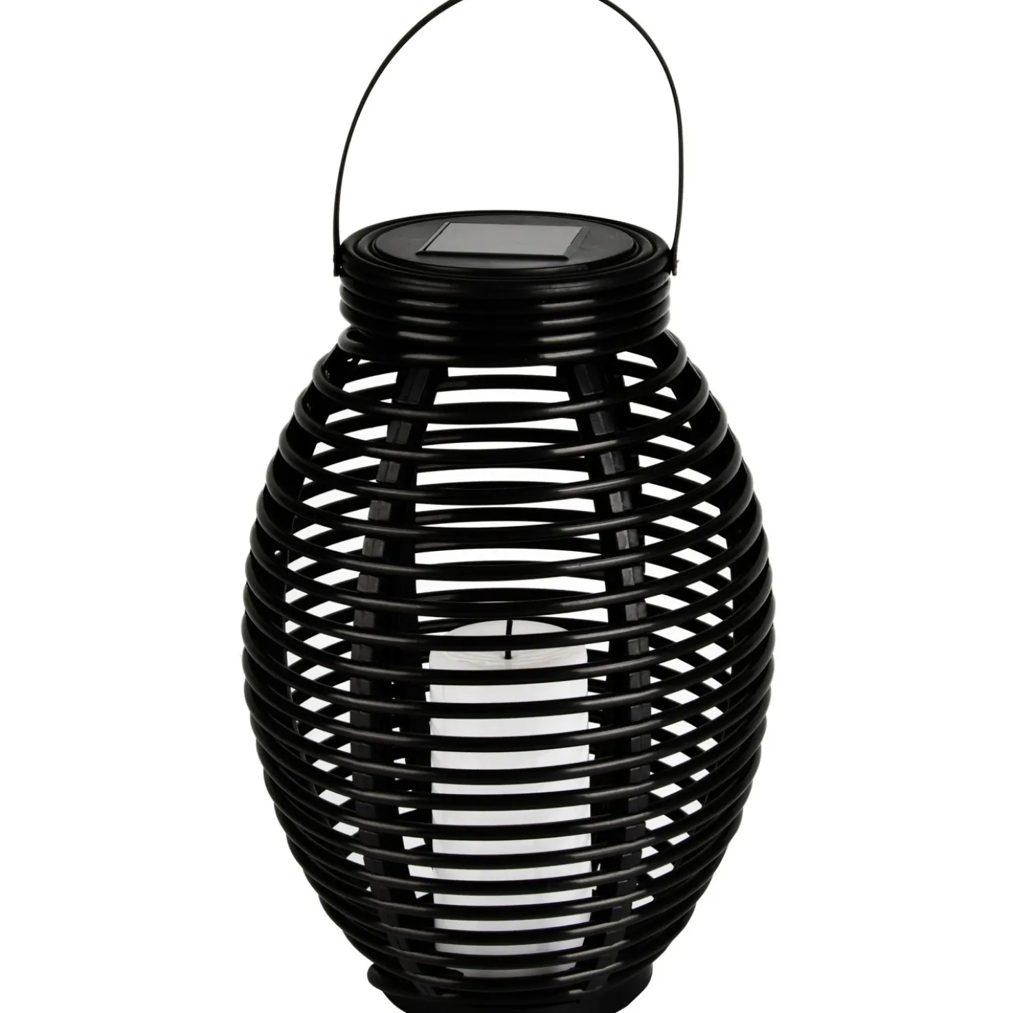 Lampada da esterno solare LED a lanterna plastica rattan grigio 3000K IP44