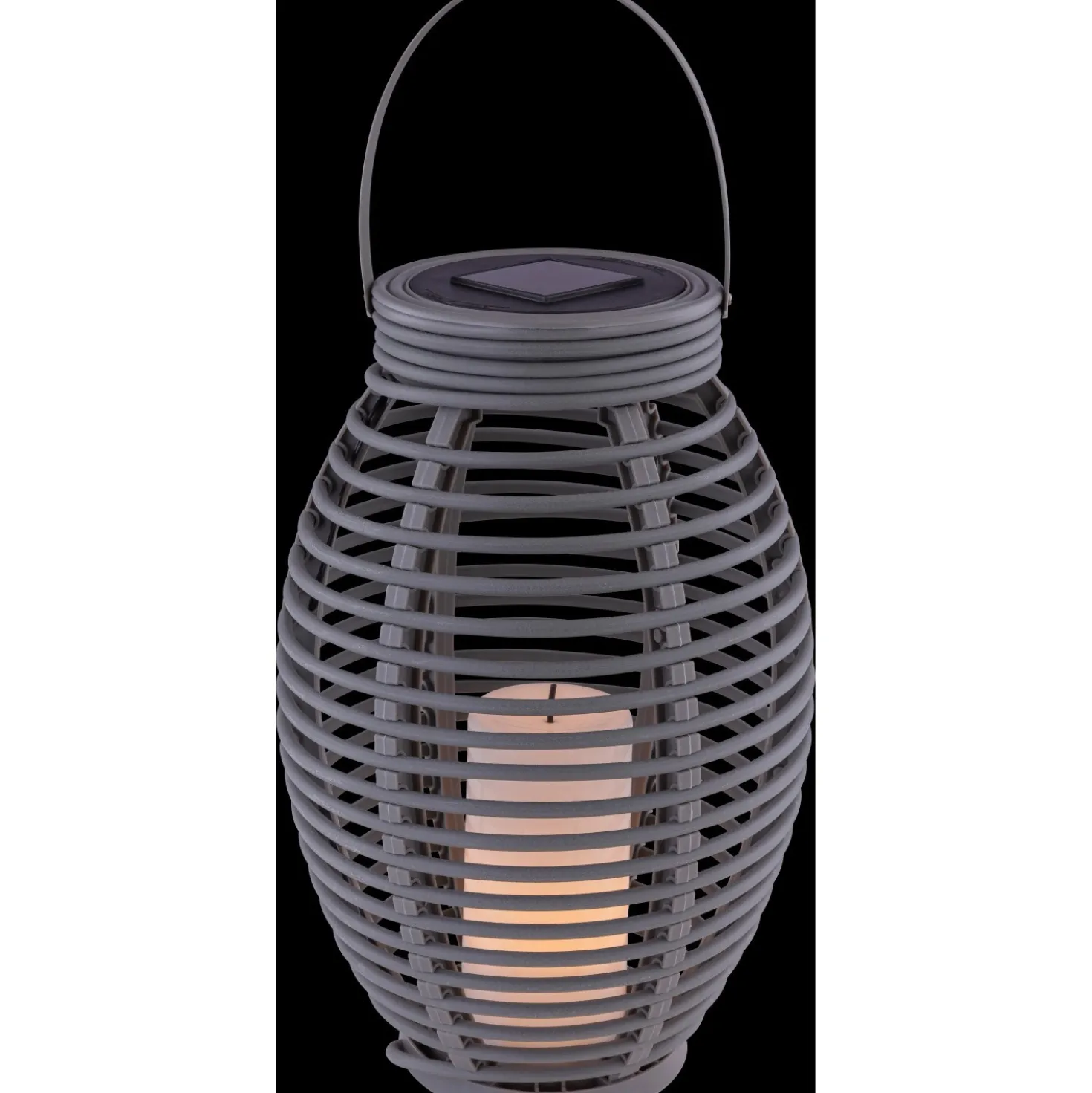 Lampada da esterno solare LED a lanterna plastica rattan grigio 3000K IP44