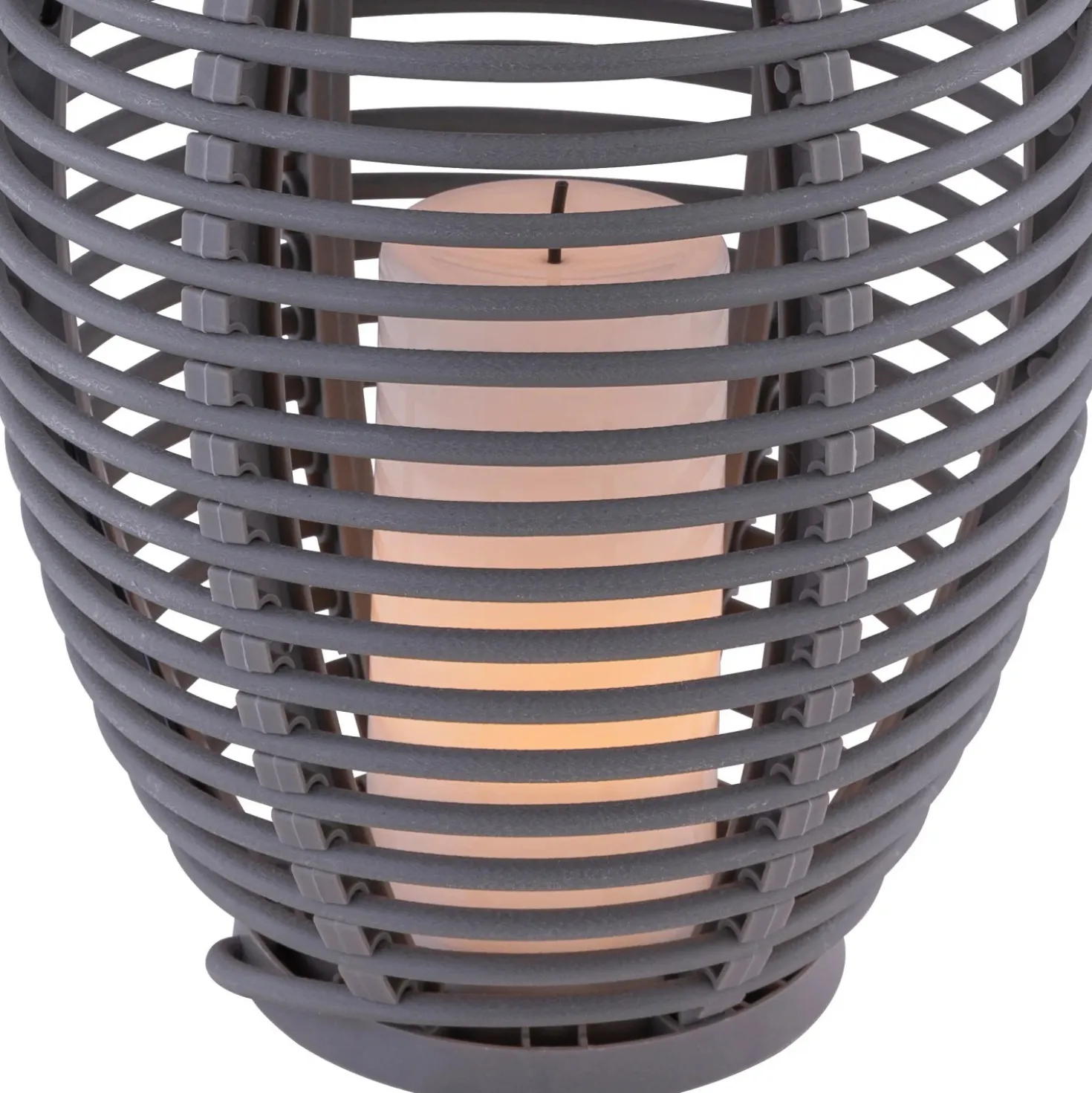 Lampada da esterno solare LED a lanterna plastica rattan grigio 3000K IP44