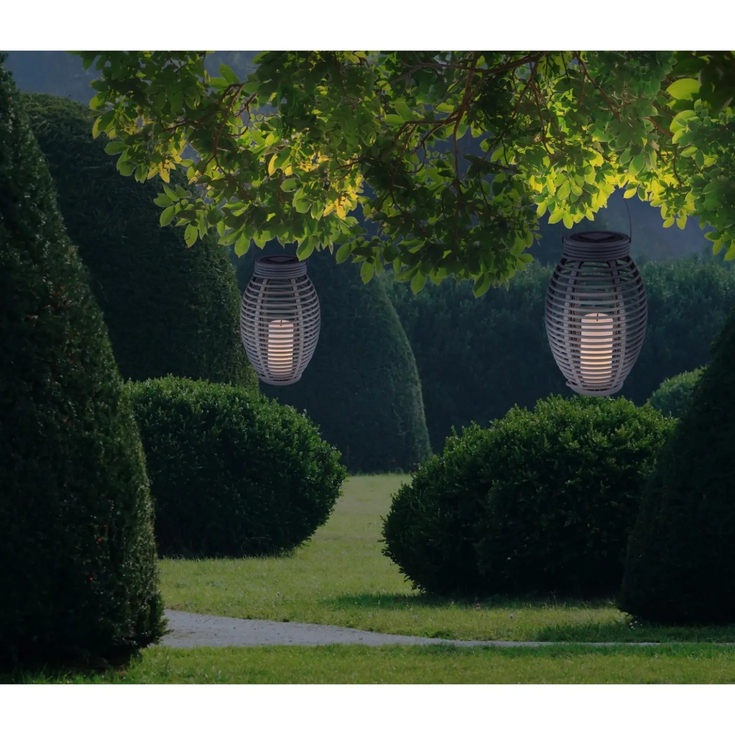 Lampada da esterno solare LED a lanterna plastica rattan grigio 3000K IP44