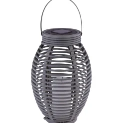 Lampada da esterno solare LED a lanterna plastica rattan grigio 3000K IP44