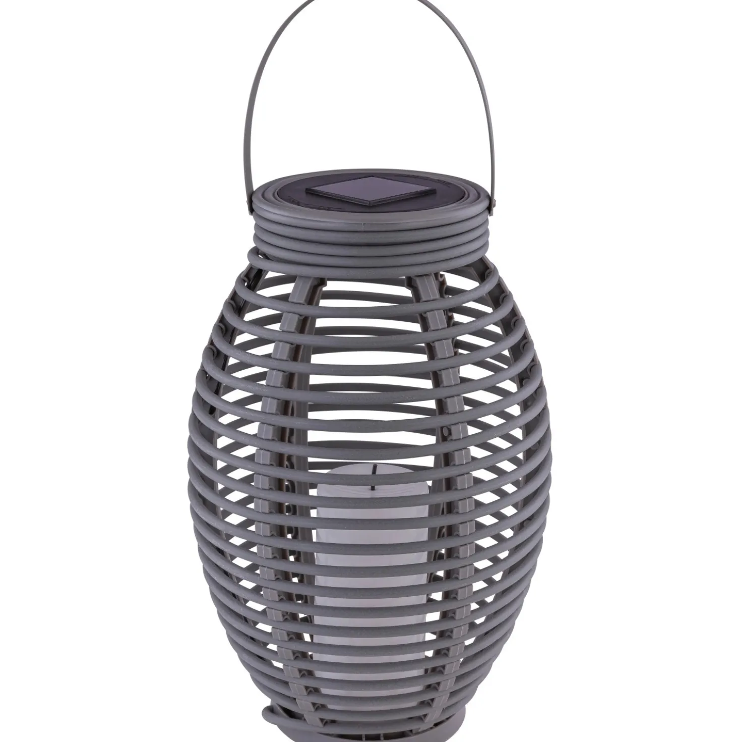 Lampada da esterno solare LED a lanterna plastica rattan grigio 3000K IP44