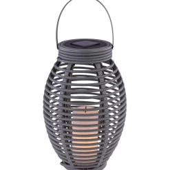 Lampada da esterno solare LED a lanterna plastica rattan grigio 3000K IP44