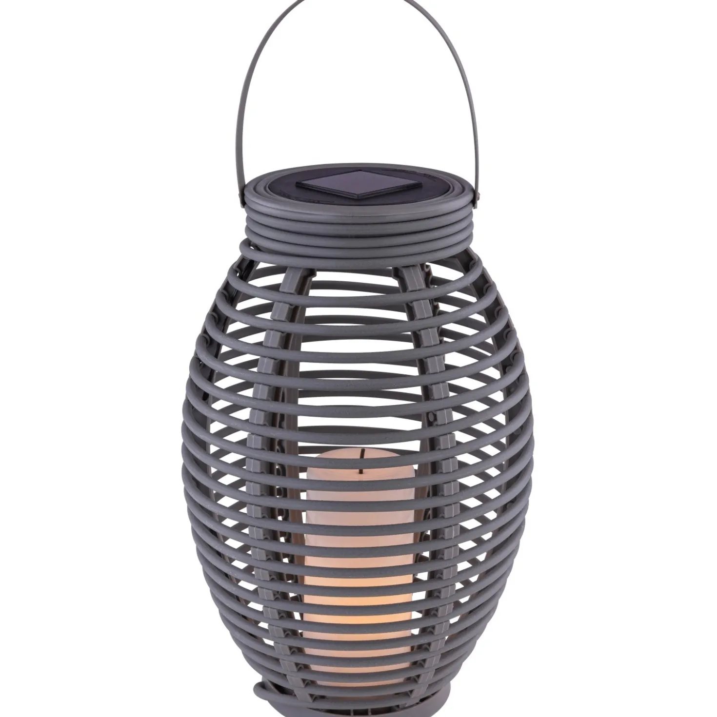 Lampada da esterno solare LED a lanterna plastica rattan grigio 3000K IP44