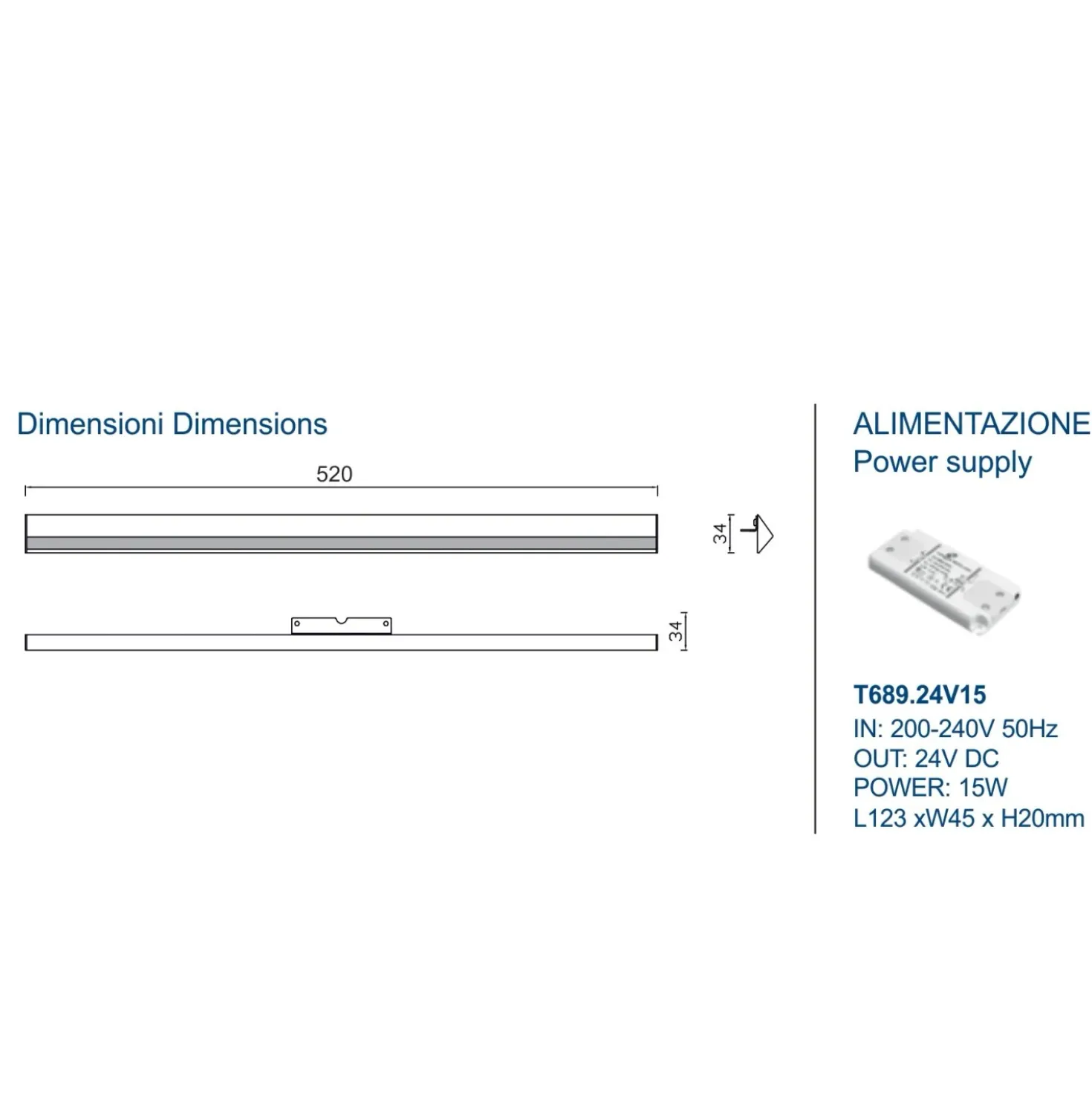 Lampada da Specchio per bagno Led 52 cm