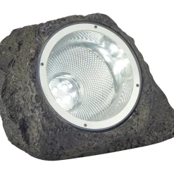 Lampada decorativa solare LED effetto pietra Nero
