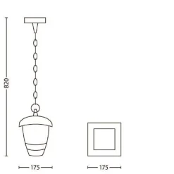 Lampada lanterna a sospensione Creek nero 60 W Philips